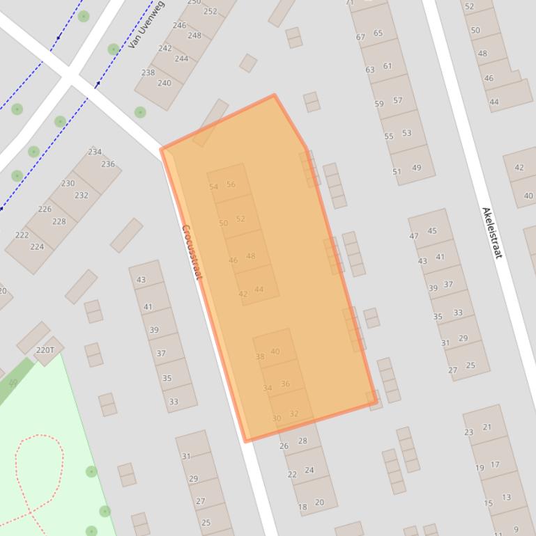 Kaart van postcodegebied 6707BV.