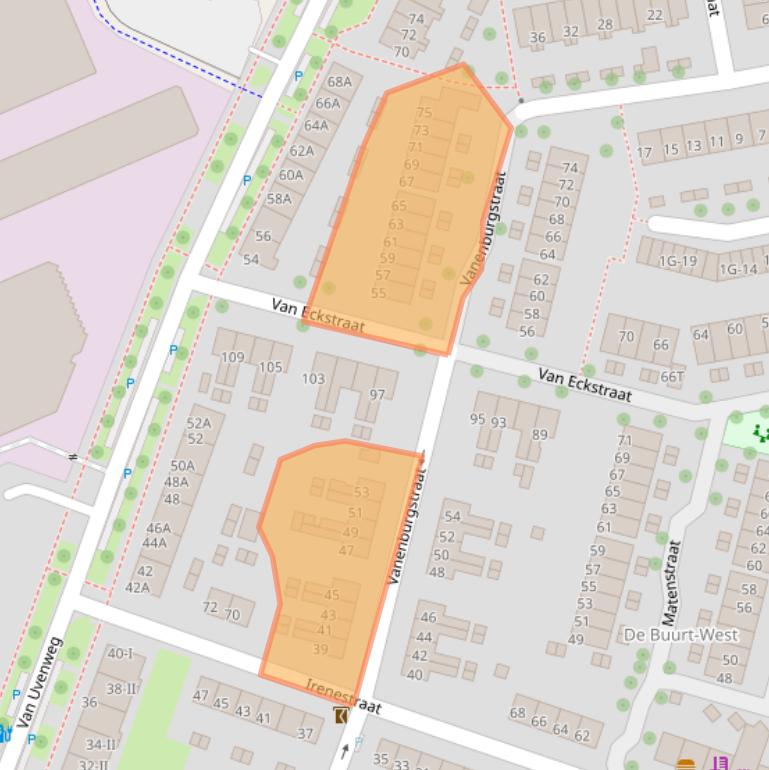 Kaart van postcodegebied 6707CD.