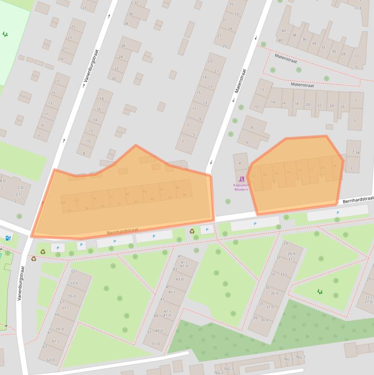 Kaart van postcodegebied 6707CN.