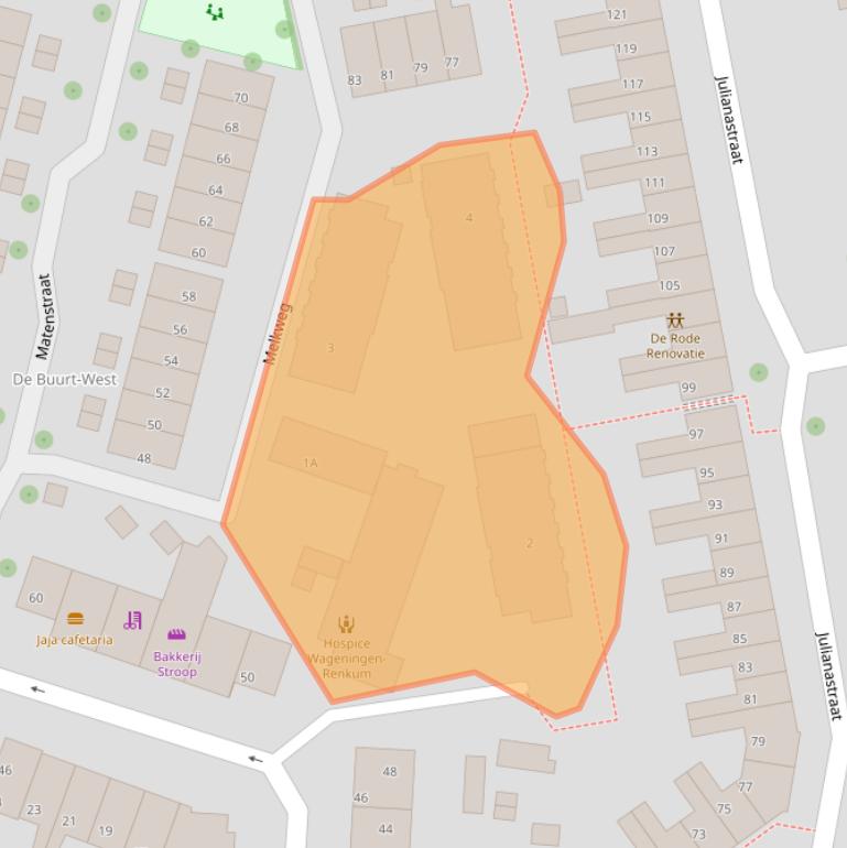 Kaart van postcodegebied 6707CZ.