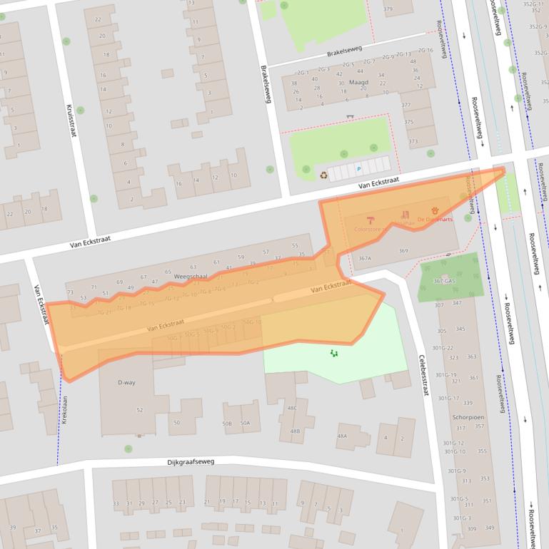 Kaart van postcodegebied 6707DK.