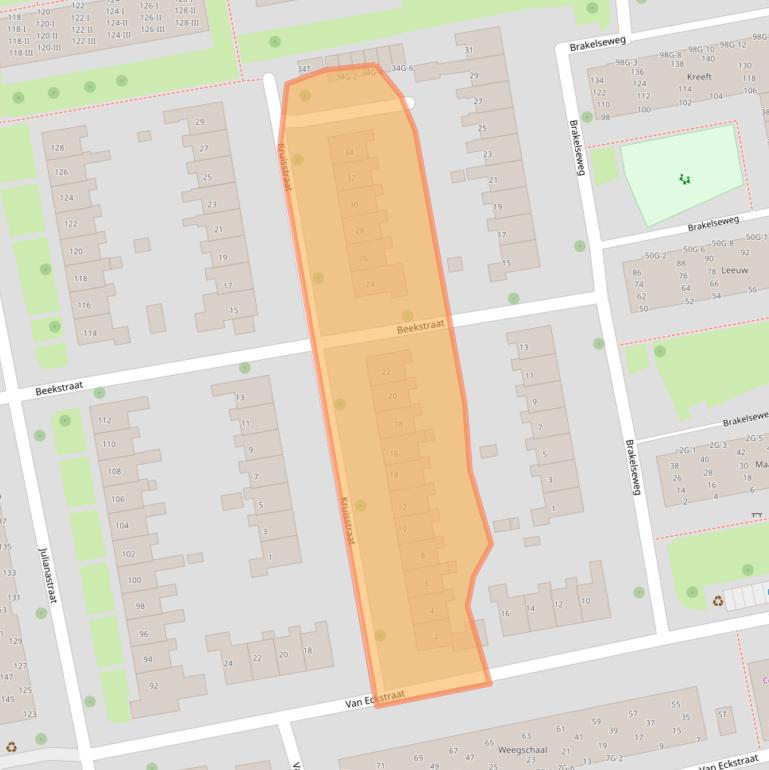 Kaart van postcodegebied 6707DT.