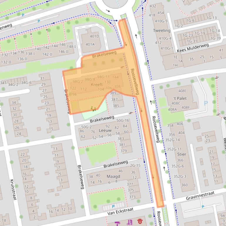 Kaart van postcodegebied 6707DZ.