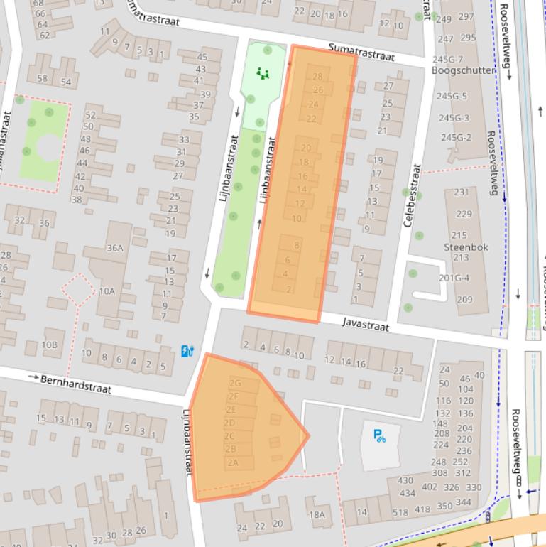 Kaart van postcodegebied 6707EB.