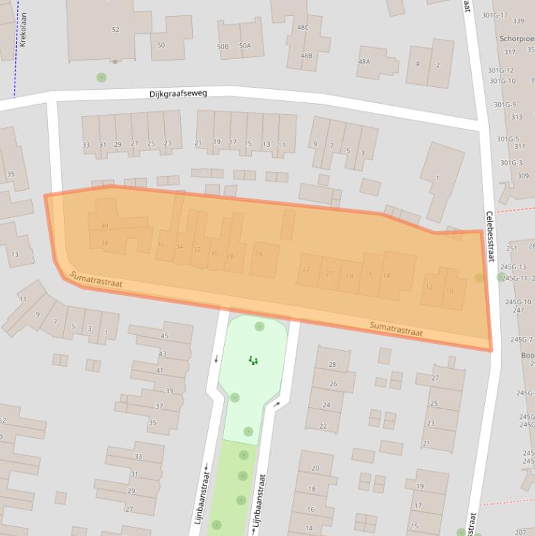 Kaart van postcodegebied 6707EG.