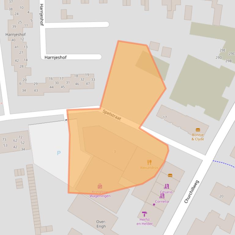 Kaart van postcodegebied 6707ER.