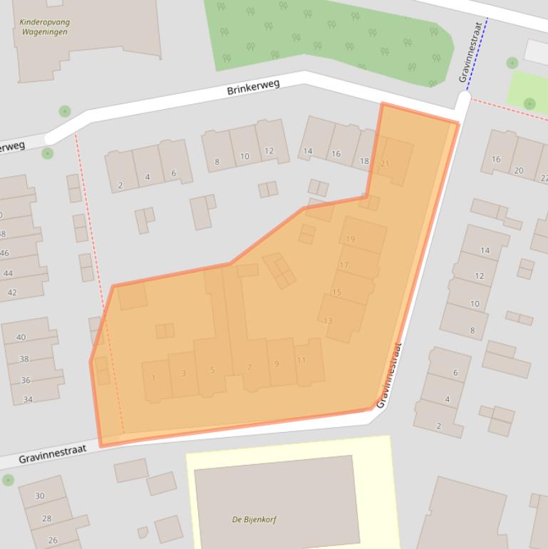 Kaart van postcodegebied 6707EW.