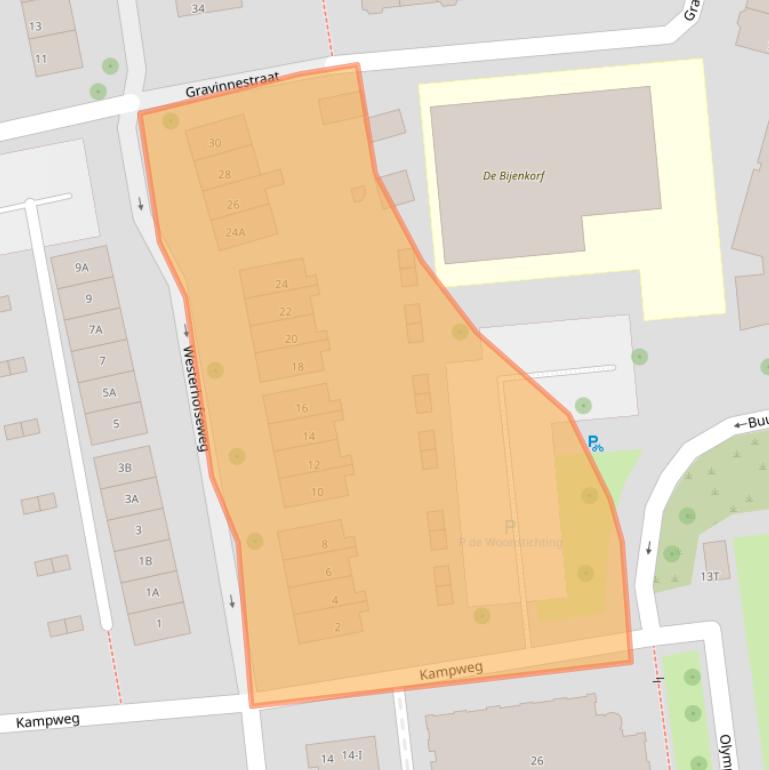 Kaart van postcodegebied 6707GB.