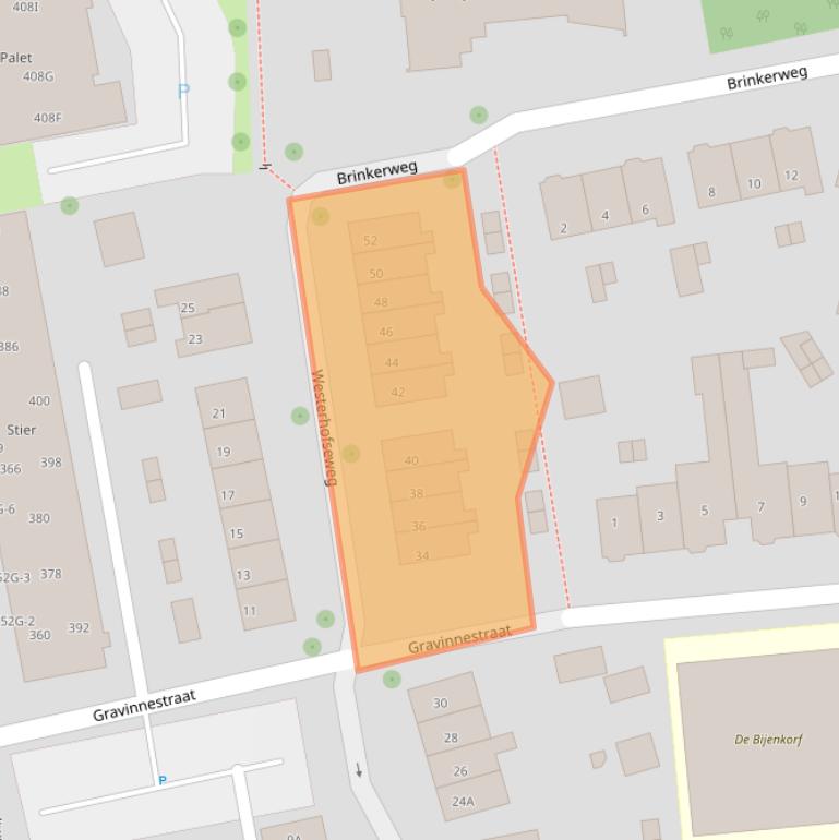 Kaart van postcodegebied 6707GC.