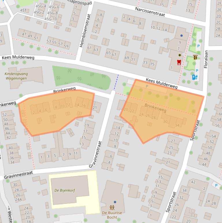 Kaart van postcodegebied 6707GE.