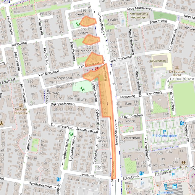 Kaart van postcodegebied 6707GP.