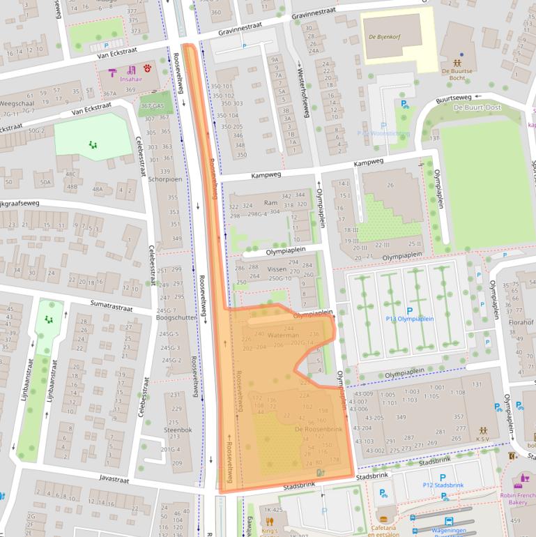Kaart van postcodegebied 6707GS.
