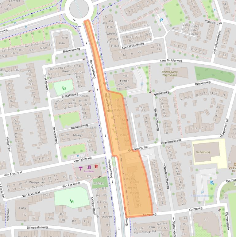 Kaart van postcodegebied 6707GW.