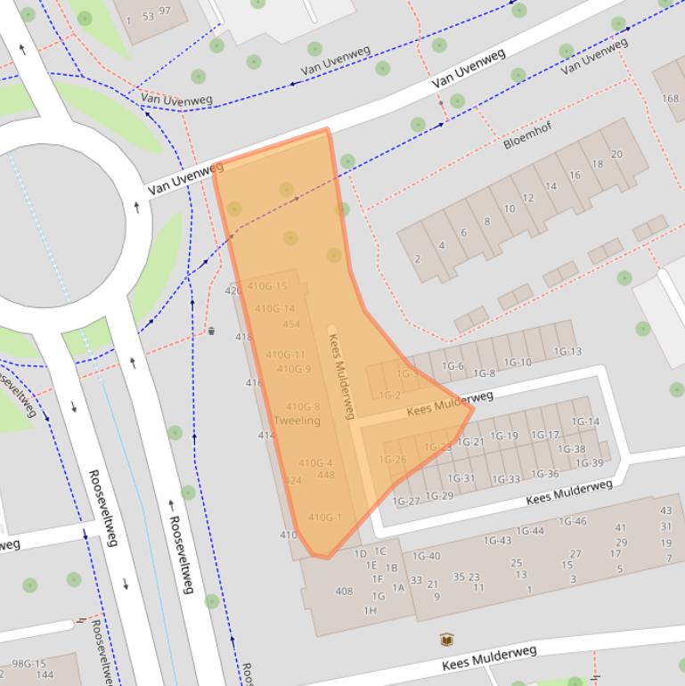 Kaart van postcodegebied 6707GZ.