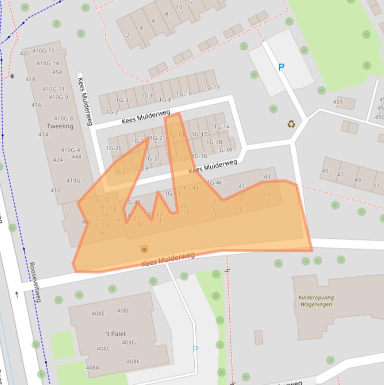 Kaart van postcodegebied 6707HA.