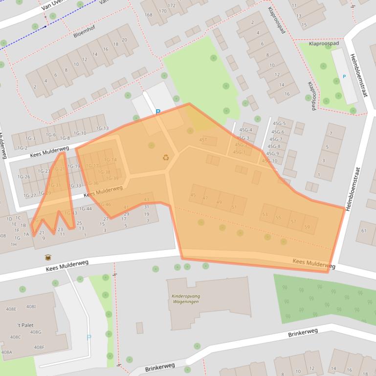 Kaart van postcodegebied 6707HB.