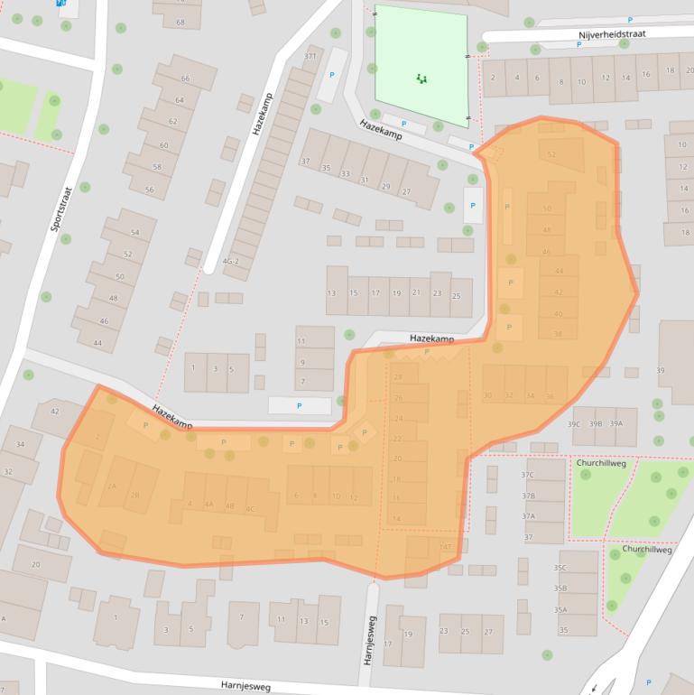 Kaart van postcodegebied 6707HG.