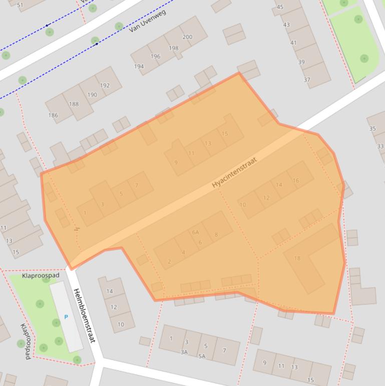 Kaart van postcodegebied 6707HL.