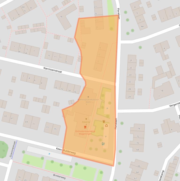 Kaart van postcodegebied 6707HM.