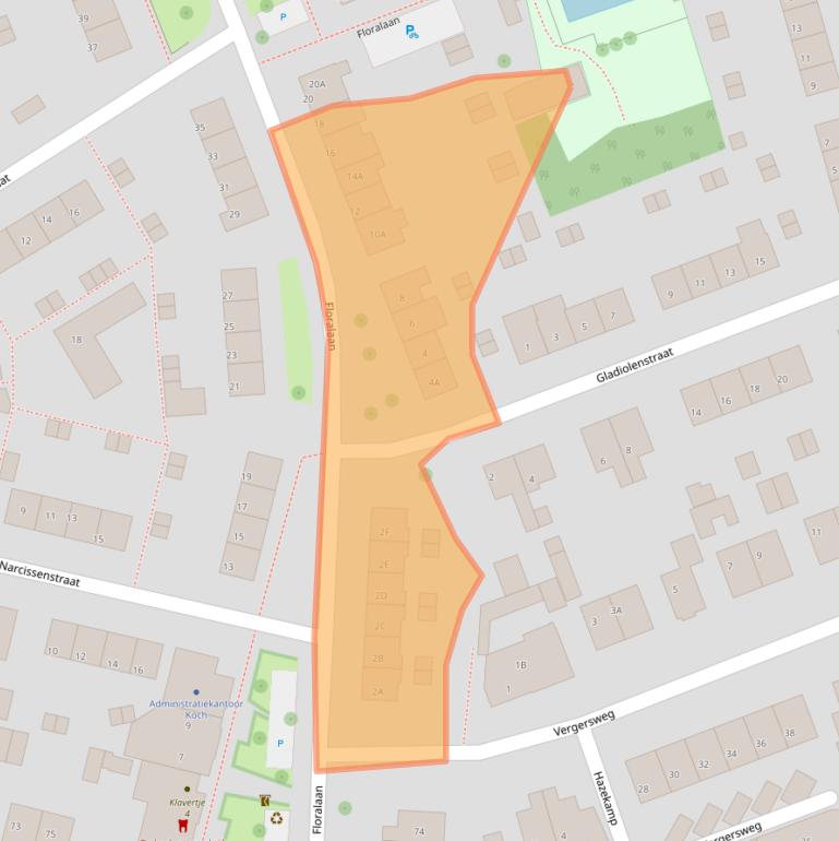 Kaart van postcodegebied 6707HP.