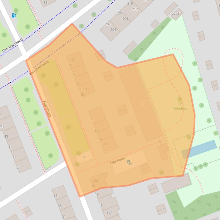 Kaart van postcodegebied 6707HR.