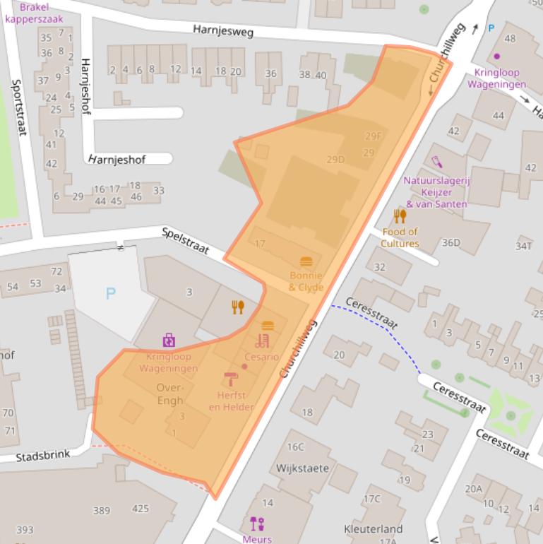 Kaart van postcodegebied 6707JA.