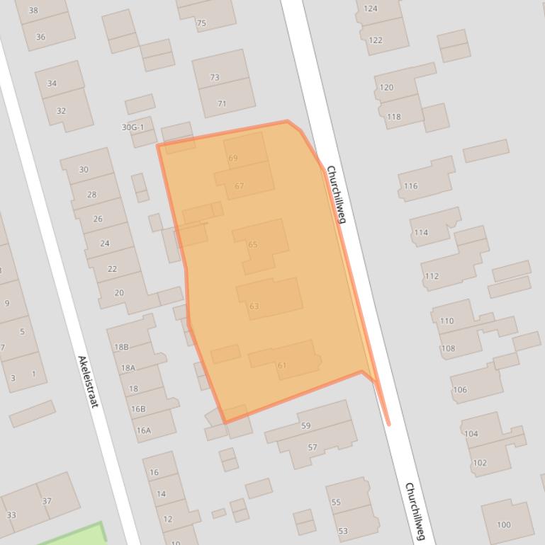 Kaart van postcodegebied 6707JC.