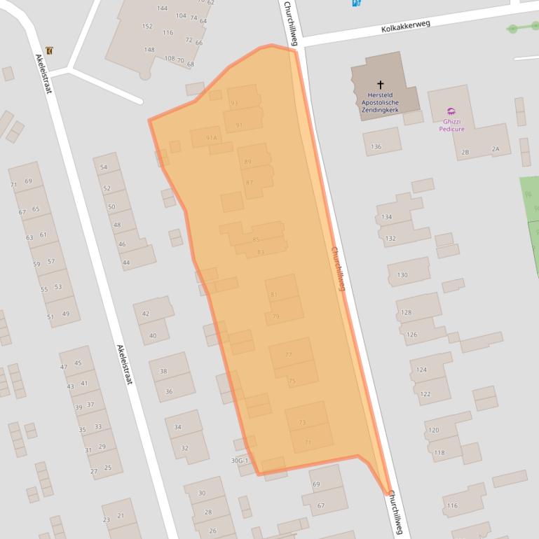 Kaart van postcodegebied 6707JD.