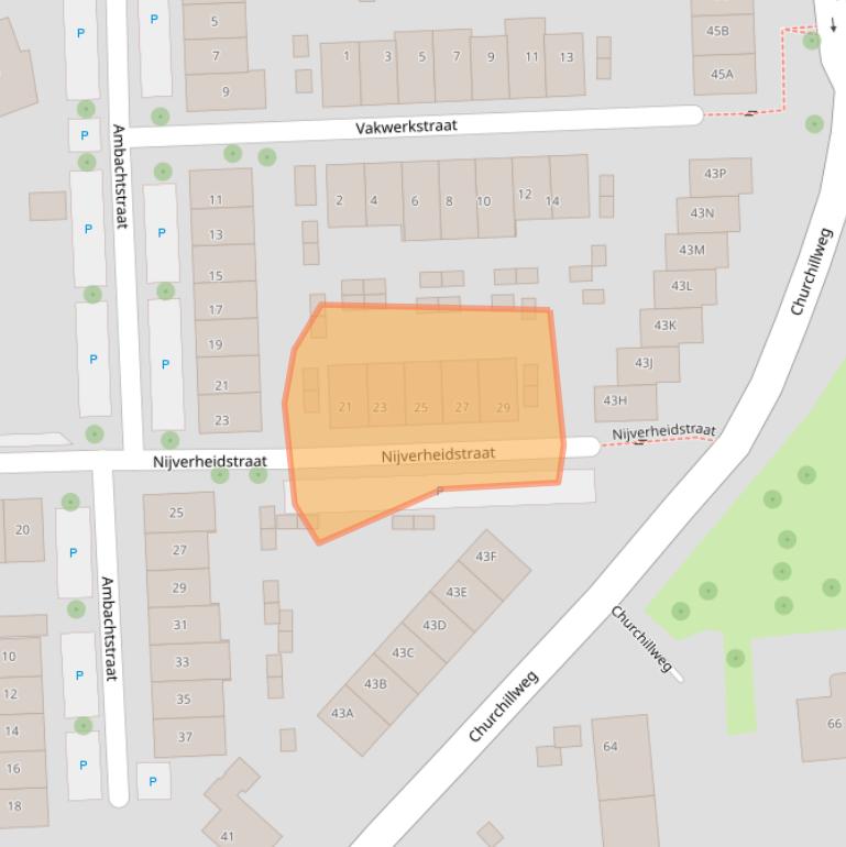 Kaart van postcodegebied 6707JE.