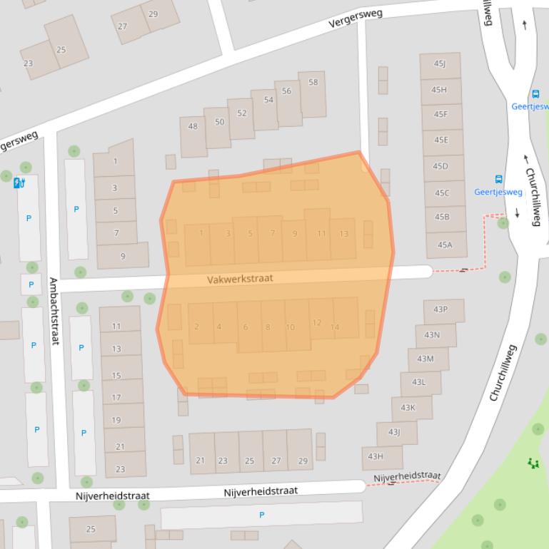Kaart van postcodegebied 6707JH.