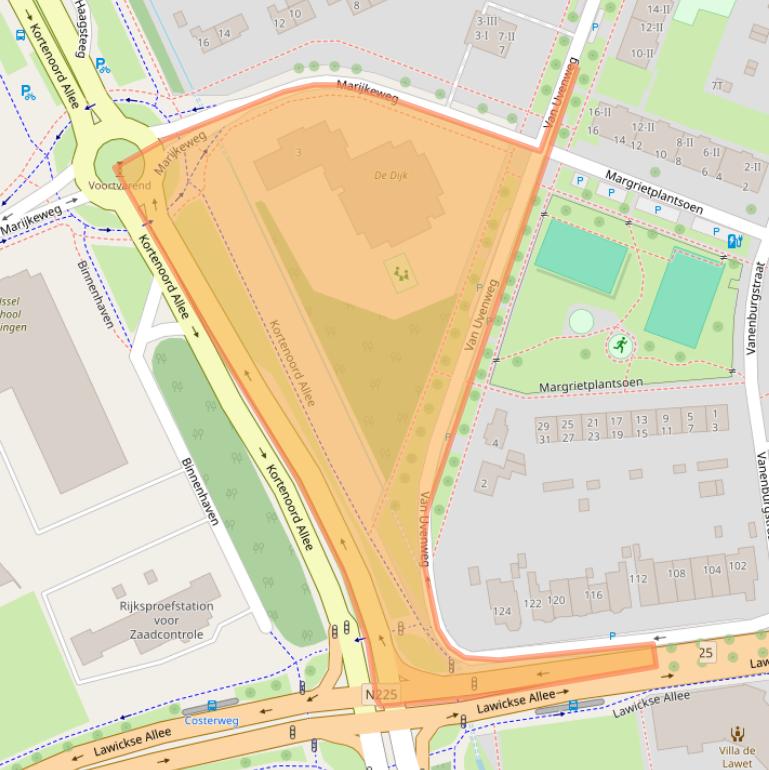 Kaart van postcodegebied 6708AA.