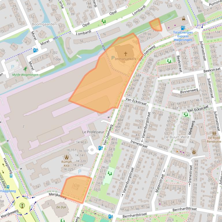 Kaart van postcodegebied 6708AD.