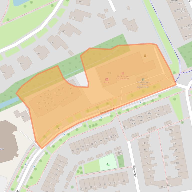 Kaart van postcodegebied 6708AE.