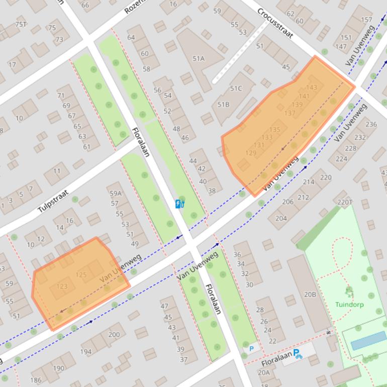 Kaart van postcodegebied 6708AG.