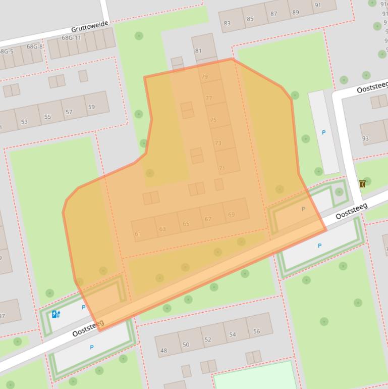 Kaart van postcodegebied 6708AR.