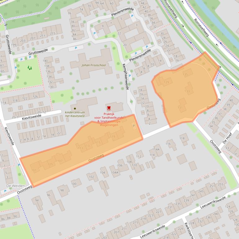 Kaart van postcodegebied 6708AT.