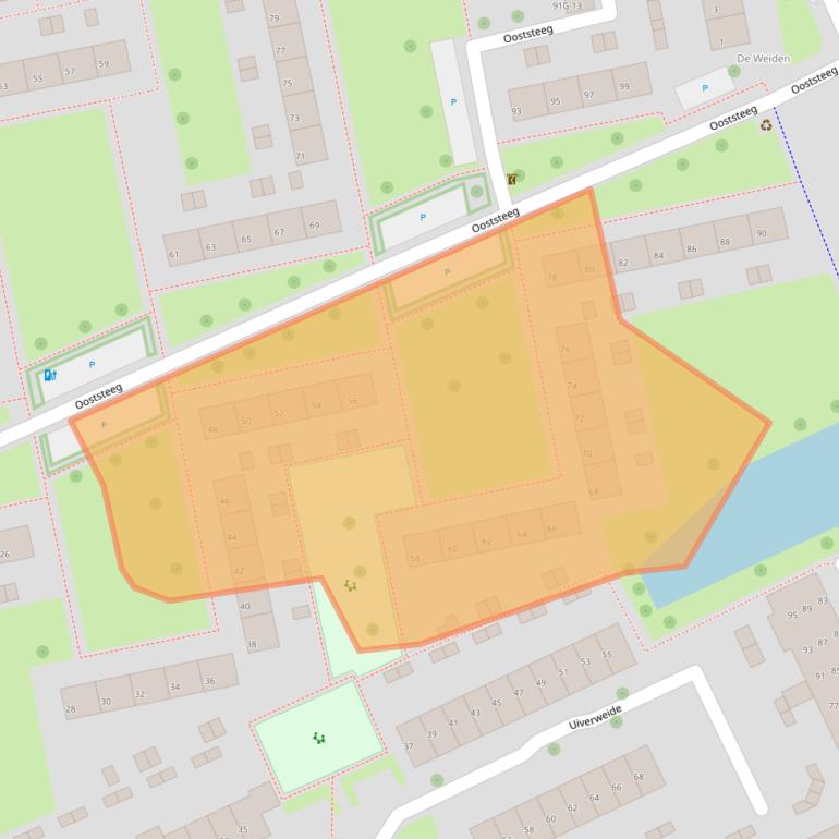 Kaart van postcodegebied 6708AW.