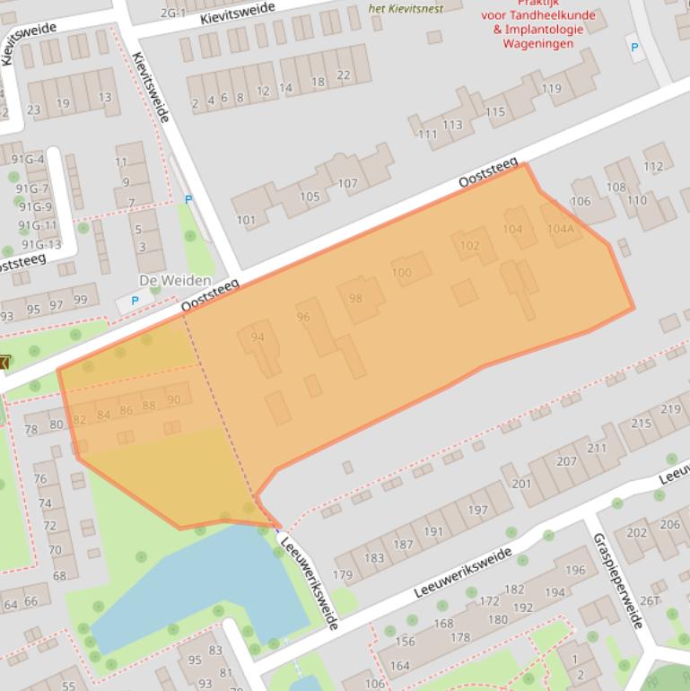 Kaart van postcodegebied 6708AX.