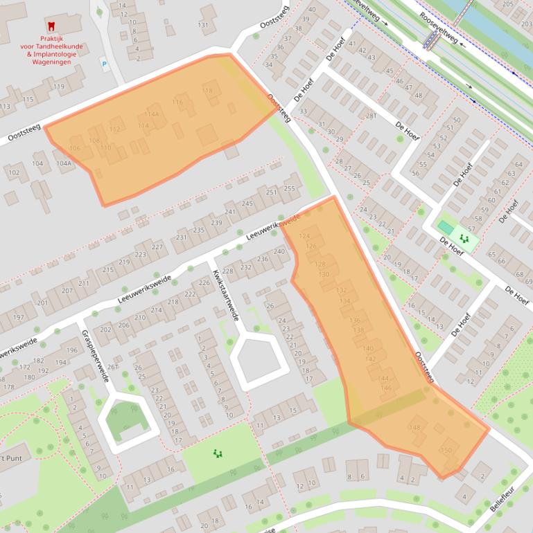 Kaart van postcodegebied 6708AZ.