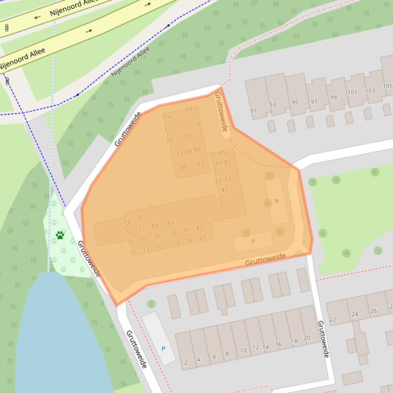 Kaart van postcodegebied 6708BC.