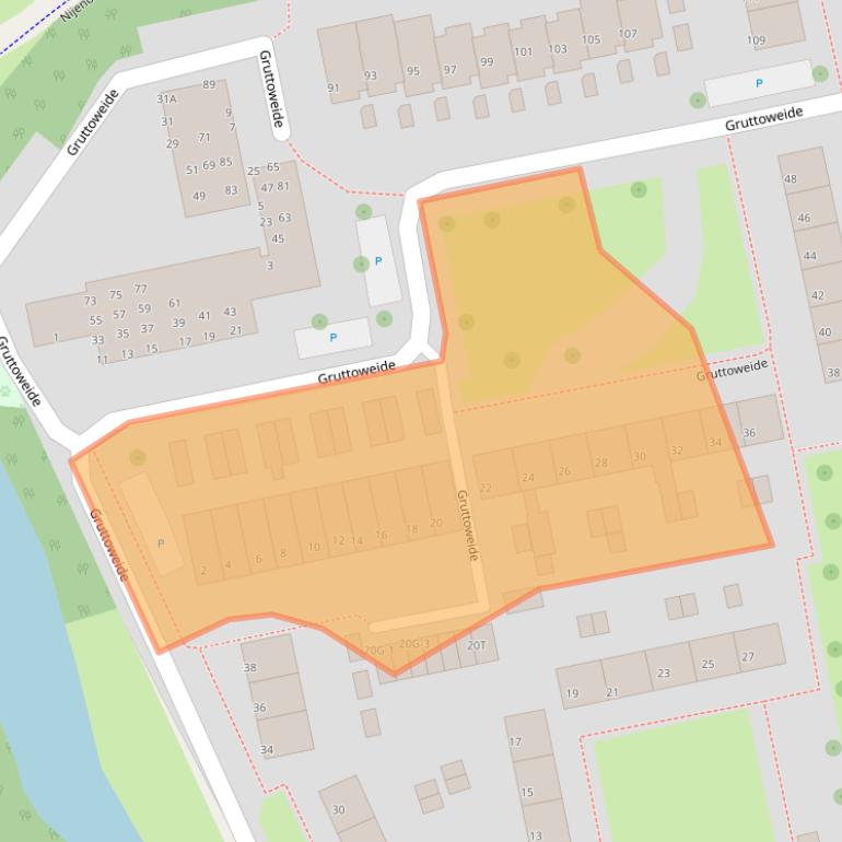 Kaart van postcodegebied 6708BH.