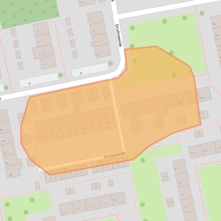 Kaart van postcodegebied 6708BK.