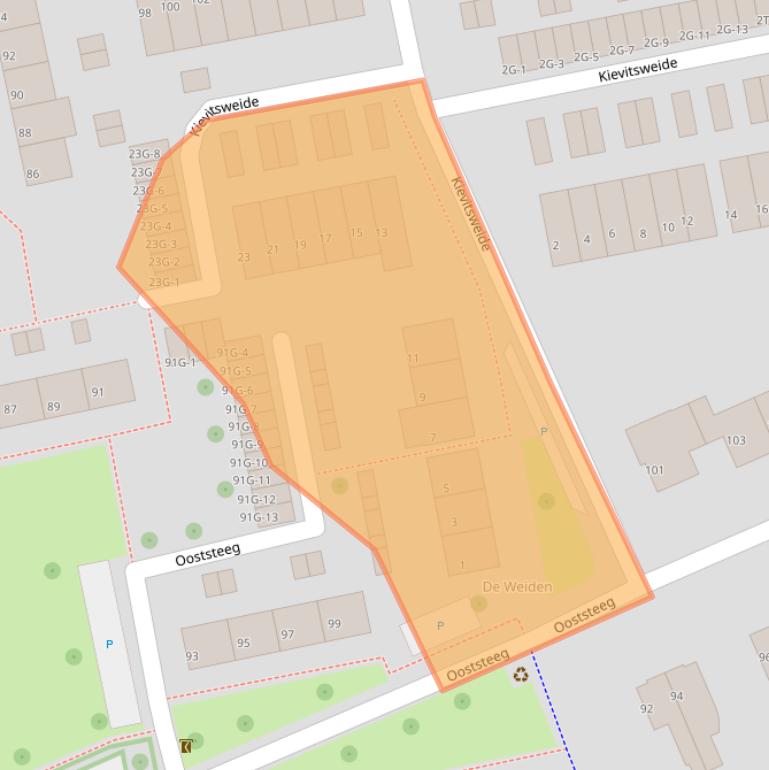 Kaart van postcodegebied 6708BN.