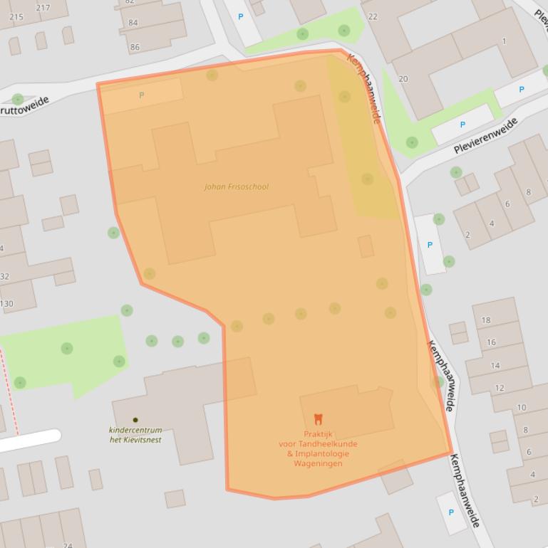 Kaart van postcodegebied 6708BR.