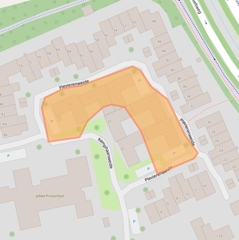 Kaart van postcodegebied 6708BV.