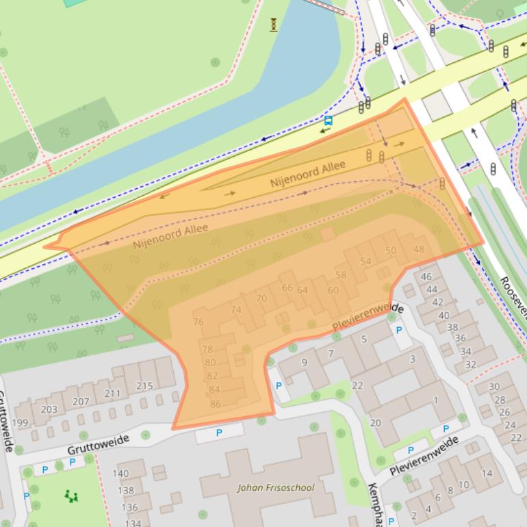 Kaart van postcodegebied 6708BX.