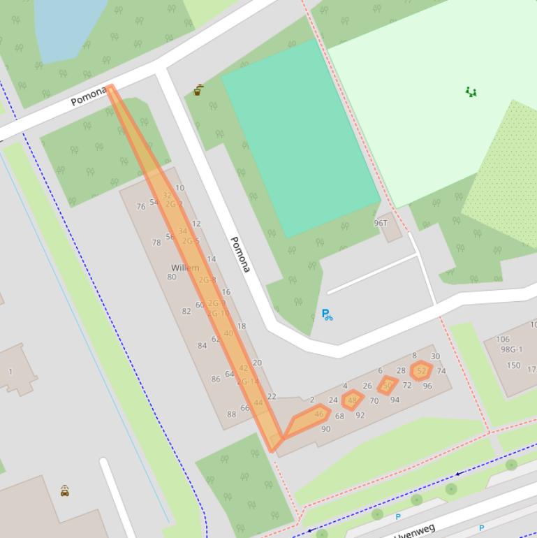 Kaart van postcodegebied 6708CB.