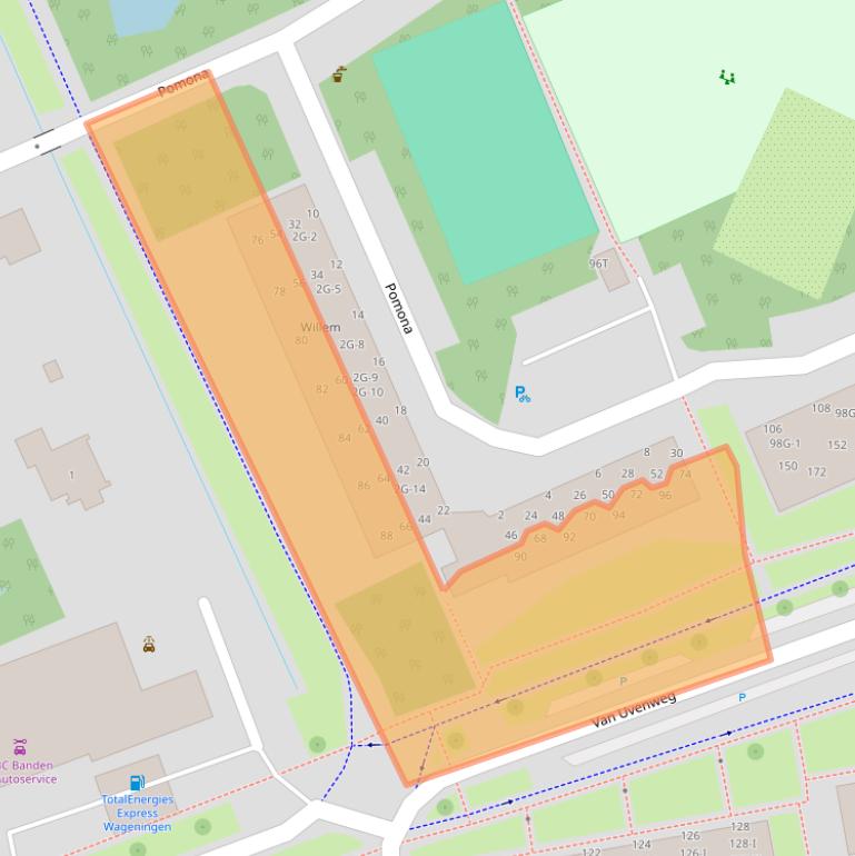 Kaart van postcodegebied 6708CC.