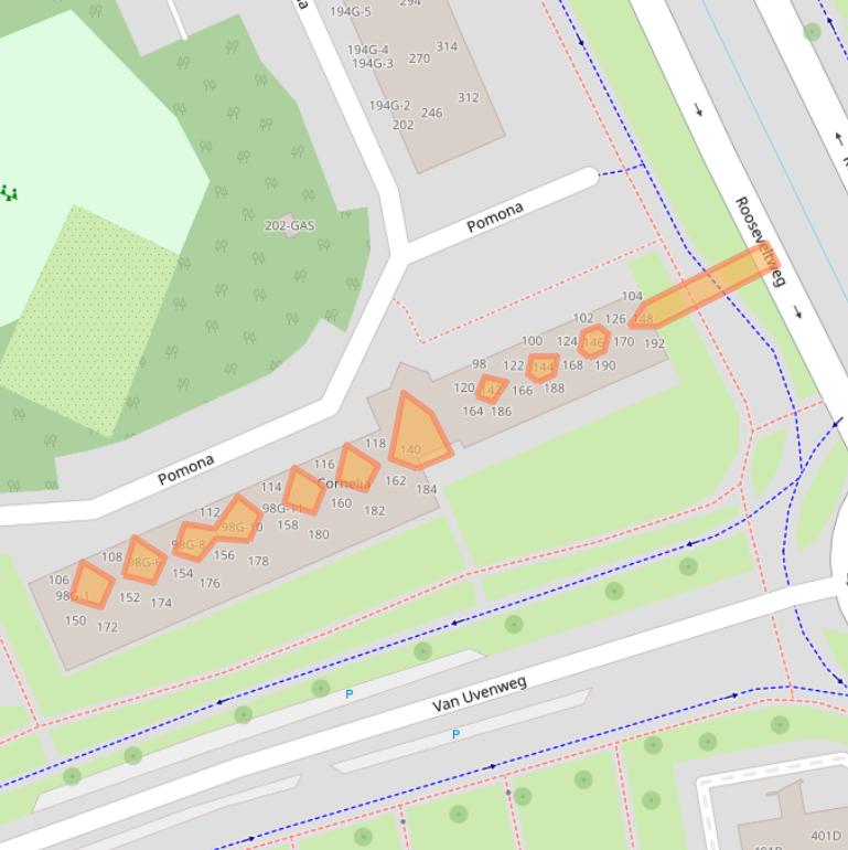 Kaart van postcodegebied 6708CE.