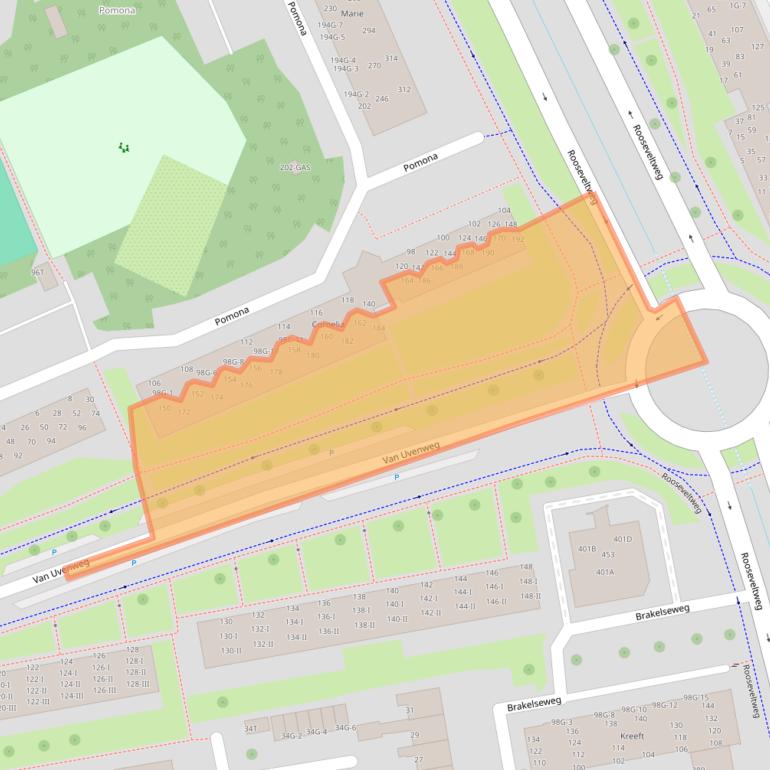 Kaart van postcodegebied 6708CG.